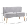 HOMCOM Modern Velvet Double Seat Sofa w/ Wood Frame Foam Padding High Back Soft Comfortable Compact Couch Light Grey