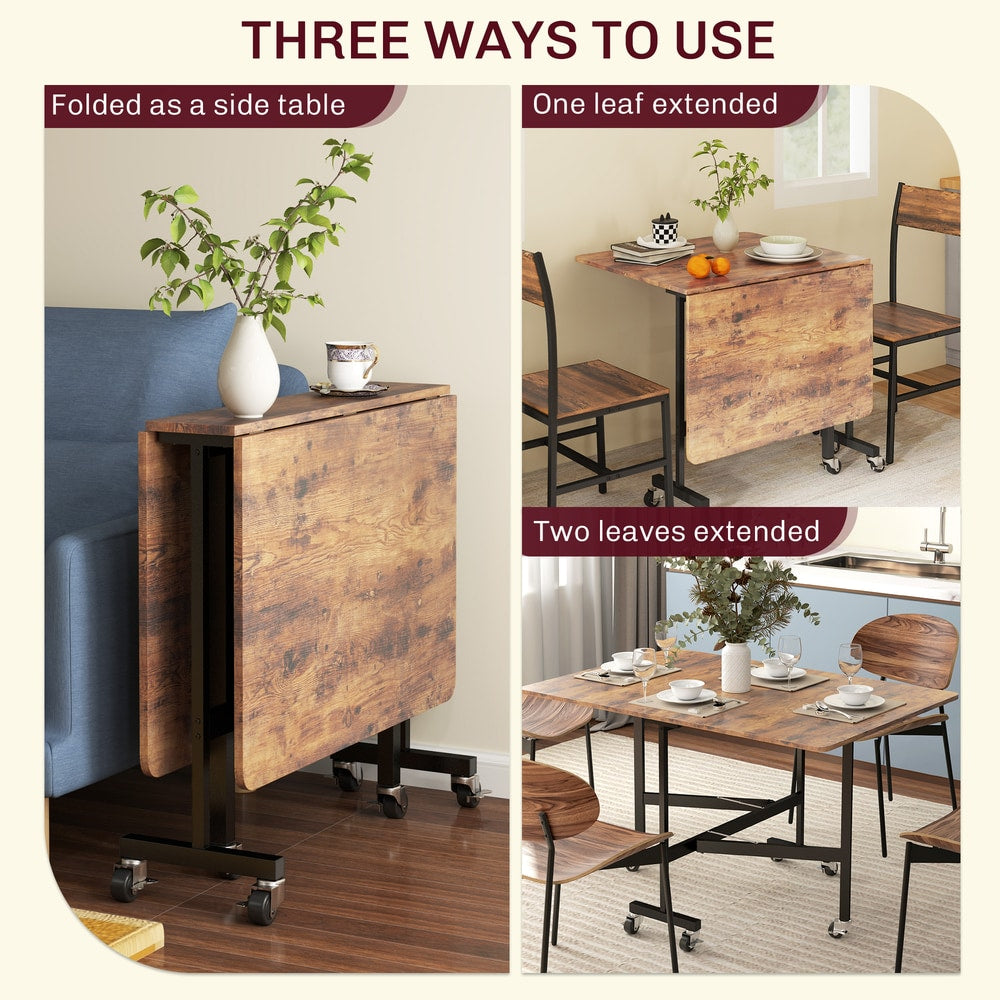 HOMCOM Six-Seater Drop-Leaf Dining Table in Rustic Brown