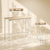 HOMCOM 5 Piece Bar Table Set for 4 with Stools, Metal Frame, Footrest for Kitchen Natural Wood