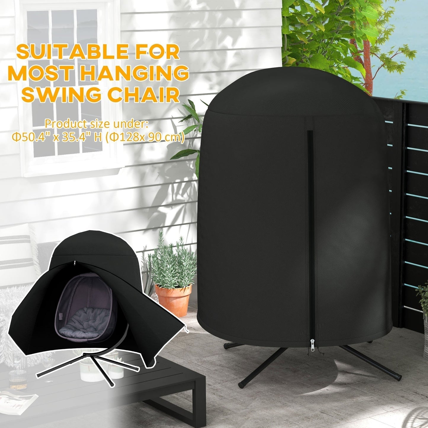 Outsunny 190 x a128cm Hanging Egg Chair Furniture Cover - Black