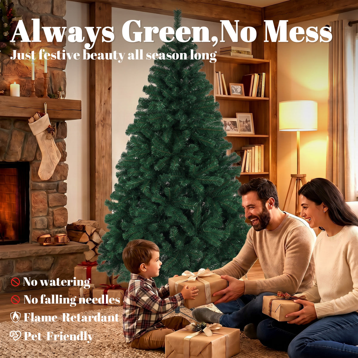 HOMCOM 6ft Artificial Christmas Tree in Green