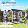 Outsunny 7.5 x 4.3ft Metal Garden Storage Shed, Waterproof Outdoor Shed with Triple Lockable Door, Gloves, Vents, Dark Grey