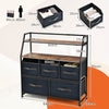 5 Drawers Dresser with Metal Frame and Anti-Toppling Devices-Brown