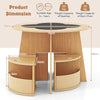 5 PCS Kids Table and Chair Set with Writable Blackboard Desktop-Natural