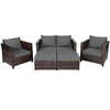 5 Pieces Outdoor Rattan Patio Furniture Set with Removable Cushions-Grey