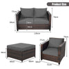5 Pieces Outdoor Rattan Patio Furniture Set with Removable Cushions-Grey