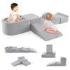 5-Piece Climb and Crawl Playset with Ball Pit for Kids-Grey