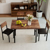 5-Piece Dining Table Set for 4 People with Metal Leg for Small Room-Brown