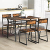 5 Piece Dining Table Set with Storage Rack and Metal Frame-Rustic Brown