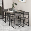 5 Piece Dining Table Set with Storage Rack and Metal Frame-Grey