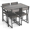 5 Piece Dining Table Set with Storage Rack and Metal Frame-Grey