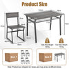 5 Piece Dining Table Set with Storage Rack and Metal Frame-Grey