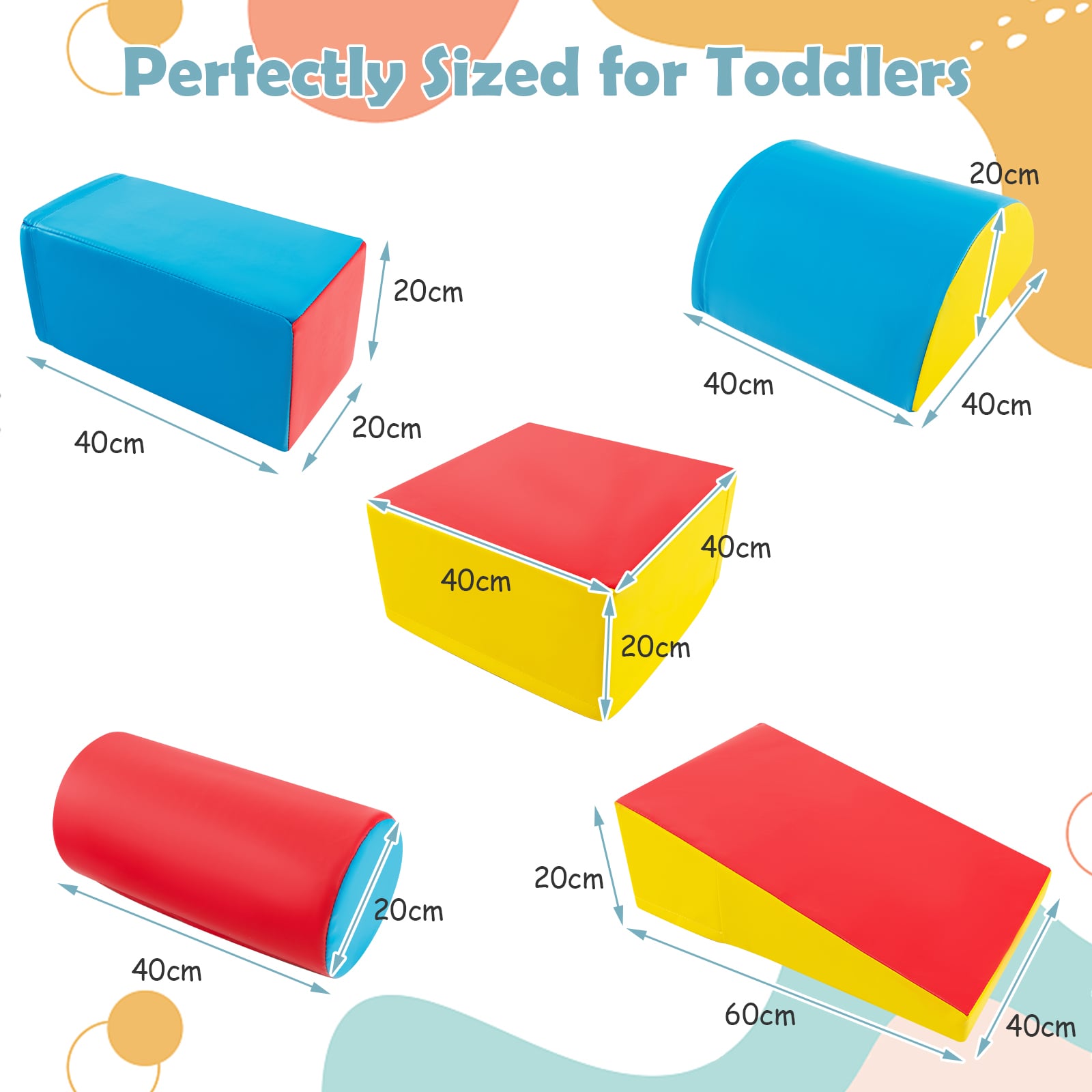 5-Piece Soft Waterproof Kids Climb and Crawl Activity Playset-Blue &amp;amp; Red