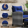 5 Piece Wicker Patio Furniture Set with 2 Cushioned Chairs and 2 Ottomans-Navy