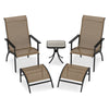5 Pieces Adirondack Chair Set with Ottomans and Side Table-Coffee