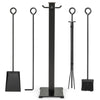5 Pieces Fireplace Tools Set with Poker and Base Stand Holder