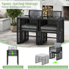 5 Pieces Patio Dining Set with Removable Cushions and Rattan Ottomans-Grey