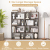 5-Tier Geometric Bookshelf with 8 Cubes Floor Standing Open Display-Grey