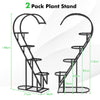 5-Tier Metal Heart-shaped Plant Stand with Hanging Hooks-Black