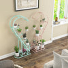 5-Tier Metal Heart-shaped Plant Stand with Hanging Hooks-Pink & Blue