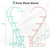 5-Tier Metal Heart-shaped Plant Stand with Hanging Hooks-Pink & Blue