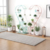 5-Tier Metal Heart-shaped Plant Stand with Hanging Hooks-Pink & Blue