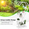 5-Tier Metal Heart-shaped Plant Stand with Hanging Hooks-White