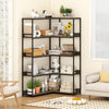 5-Tier Corner Bookshelf with Metal Frame for Living Room-Oak