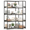 5-Tier Corner Bookshelf with Metal Frame for Living Room-Oak