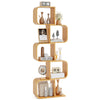 2/3/4/5-Tier S-Shaped Bookcase Bamboo Bookshelf with Open Cubes-5-Tier