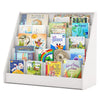5-Tier Wooden Toddler Book Shelf Stand with Deep Compartments-White