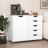 5-Drawer Chest with Door and Adjustable Shelf-White