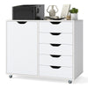 5-Drawer Chest with Door and Adjustable Shelf-White