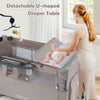 5-in-1 Baby Bassinet Bedside Sleeper with Diaper Changer and Hanging Toys-Sand Color