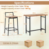 5 Piece Acacia Wood Bar Table Set with Metal Frame and Footrest