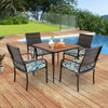 5 Pieces Patio Dining Set with 4 Cushioned Rattan Armchairs and Square Table