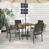 5 Pieces Patio Dining Set with 4 Cushioned Rattan Armchairs and Square Table