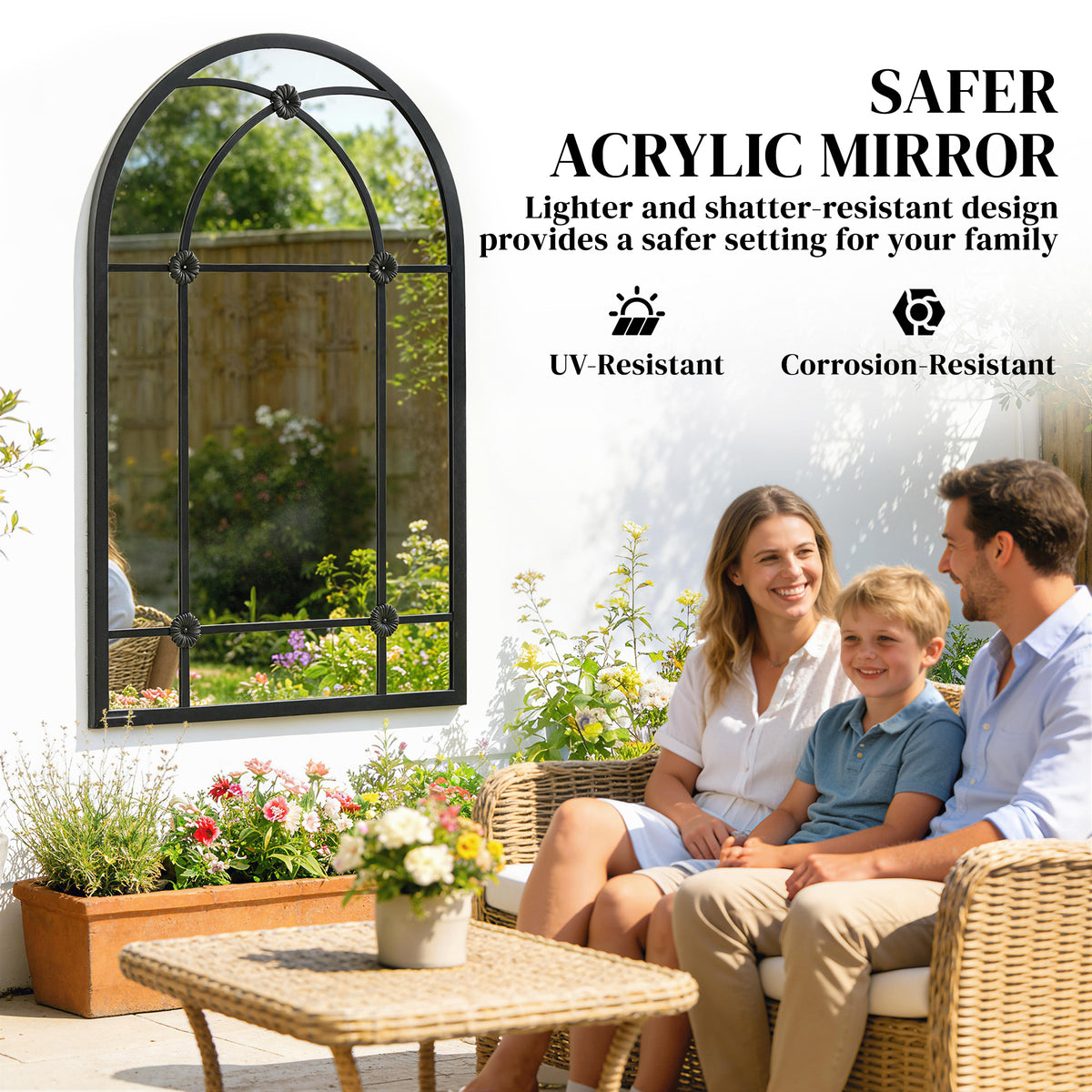 Outsunny Arched Mirror in Black