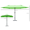 Outsunny 4.6M Sun Umbrella Canopy Double-sided Crank Sun Shade w/ Cross Base Green