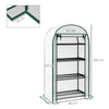 Outsunny 4 Tier Mini Greenhouse for Outdoor, Portable Gardening Plant Green House with Storage Shelf, Roll-Up Zipped Door, Metal Frame and PE Cover, 80 x 49 x 160cm, White
