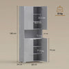 HOMCOM 180 cm Tall Kitchen Cupboard, Pantry Storage Cabinet with Soft Close Doors and Adjustable Shelves, High Gloss Grey