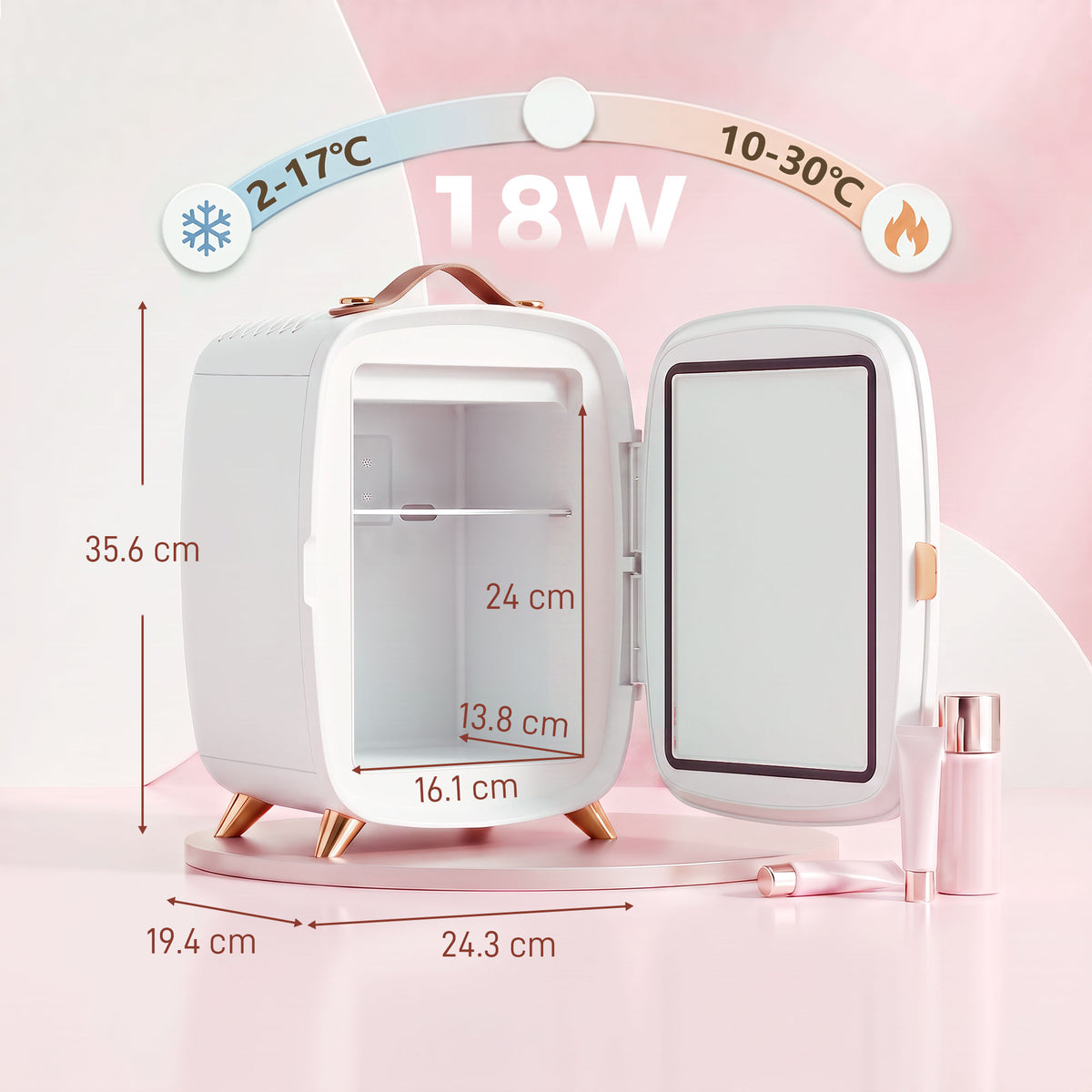 HOMCOM Skincare Refrigerator in White