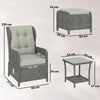 Outsunny 5 Piece Garden Furniture Set, Rattan Reclining Garden Chair Set of 2 with Footstool and Cushion for Balcony, Cream