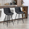 HOMCOM Set of 2 PU Leather Swivel Bar Stools - Black
