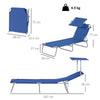 Outsunny Single Sun Lounger, with Awning and Reclining Back - Blue
