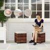 Outsunny Set of 2 Rattan Storage Ottoman, Outdoor Footstool with Removable Cushions, Garden Storage Seat for Balcony, Porch, Living Room, Beige
