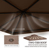 Outsunny 3x3 m Double-Tier Canopy Top Replacement-Coffee