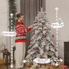 HOMCOM 6ft Super Flocked Christmas Tree - Green/White