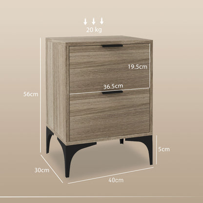 HOMCOM Set of Two Wood Effect Bedside Tables in Grey