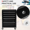 HOMCOM 5-Drawer Tool Box on Wheels, Lockable Tool Storage Cabinet with EVA Pat, Black